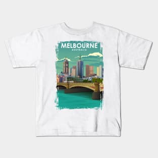 Melbourne Vintage Minimal Australia Travel Poster Kids T-Shirt